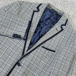 ETRO Sport Coat Mens IT 52 / US 42 Blue Plaid Superleggera Linen Tweed Luxury